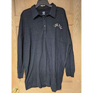 PINK Long Sleeve Medium Black‎ Polo Dress